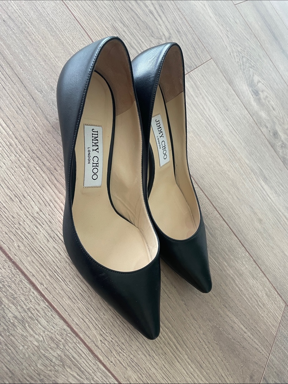 Jimmy Choo Black Pointed Leather Pumps - Picture 6 of 6